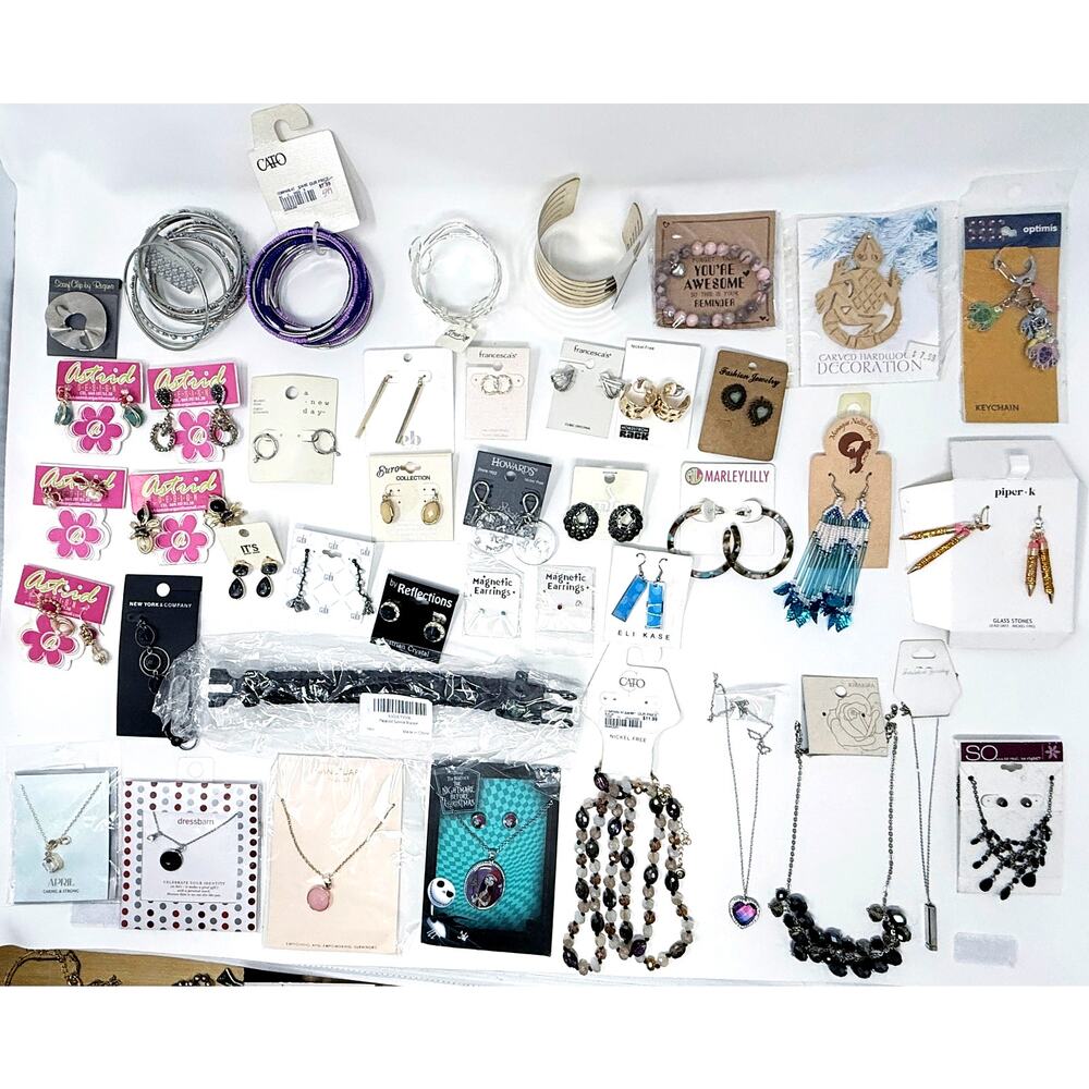 NWT Jewelry Lot 42 Pieces Earrings Necklaces Bracelets Bangles Resell Francescas